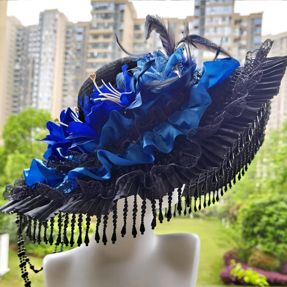 

Steampunk Handmade Lace Vintage Bandage Bow Wizard Hat Adult Gothic Lolita Cosplay Costume Halloween Party Bucket hatUIJKO6758
