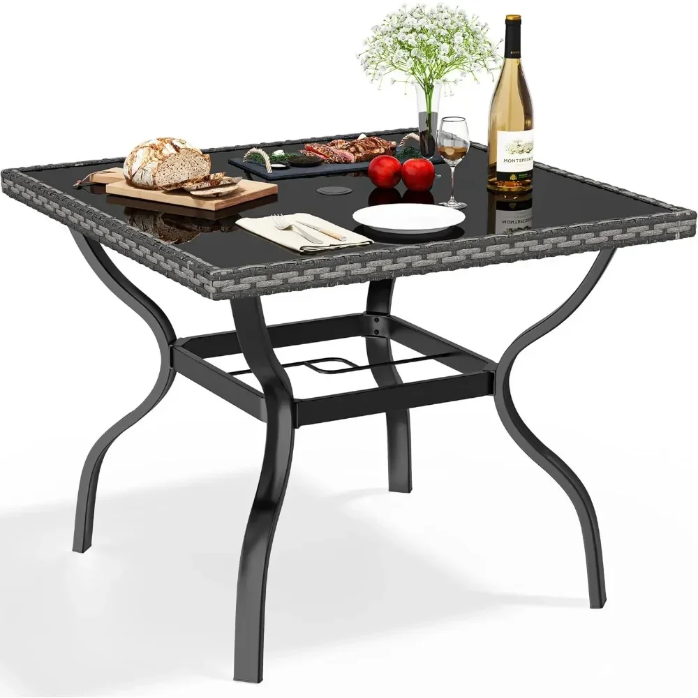 Patio Table for 4-Person, Outdoor Patio Dining Table with 1.96