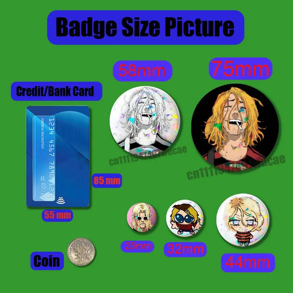For K-Kurt Fanart C-Cobain Badge Cover Pin Custom Button 58mm Emblem Insignia Round Backpack Laser Film