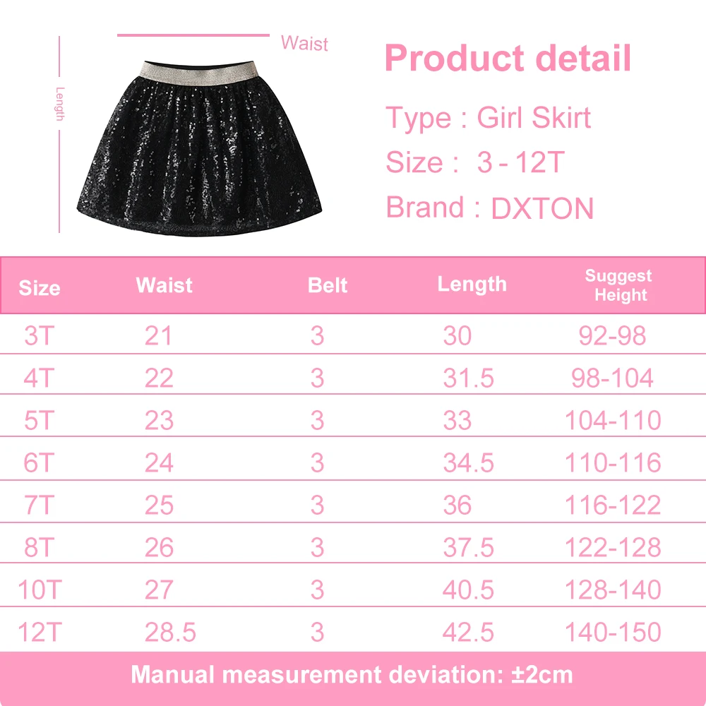 DTXON Girls Tutu Skirts Children Princess Shiny Miniskirt Sequin Blingbling Ballet Dance Performance Party 4 Season Girls Skirt