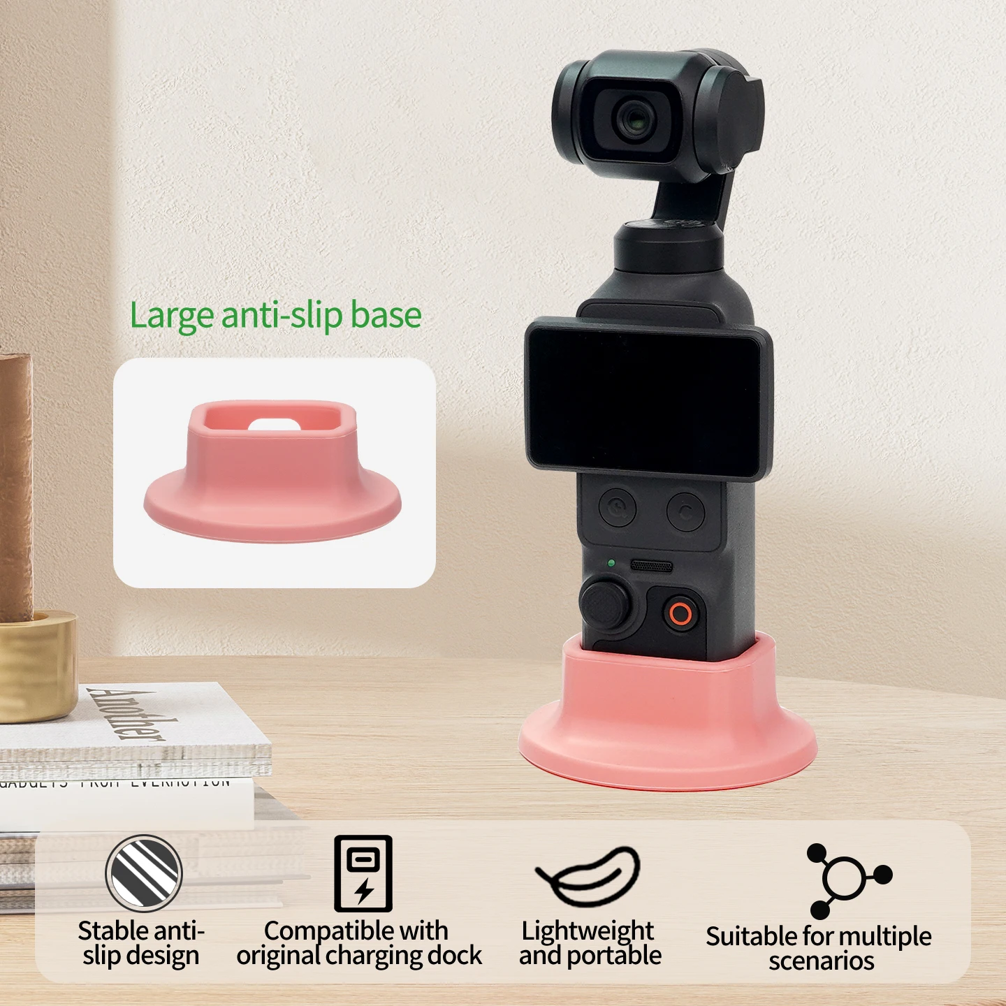 Silikon-Antirutsch-Basis für DJI Pocket 3 4 Desktop-Ständer Unterstützt Unterbrechungsfreies Laden Stabile Platzierung für Vlog Live-Streaming – Detail 13