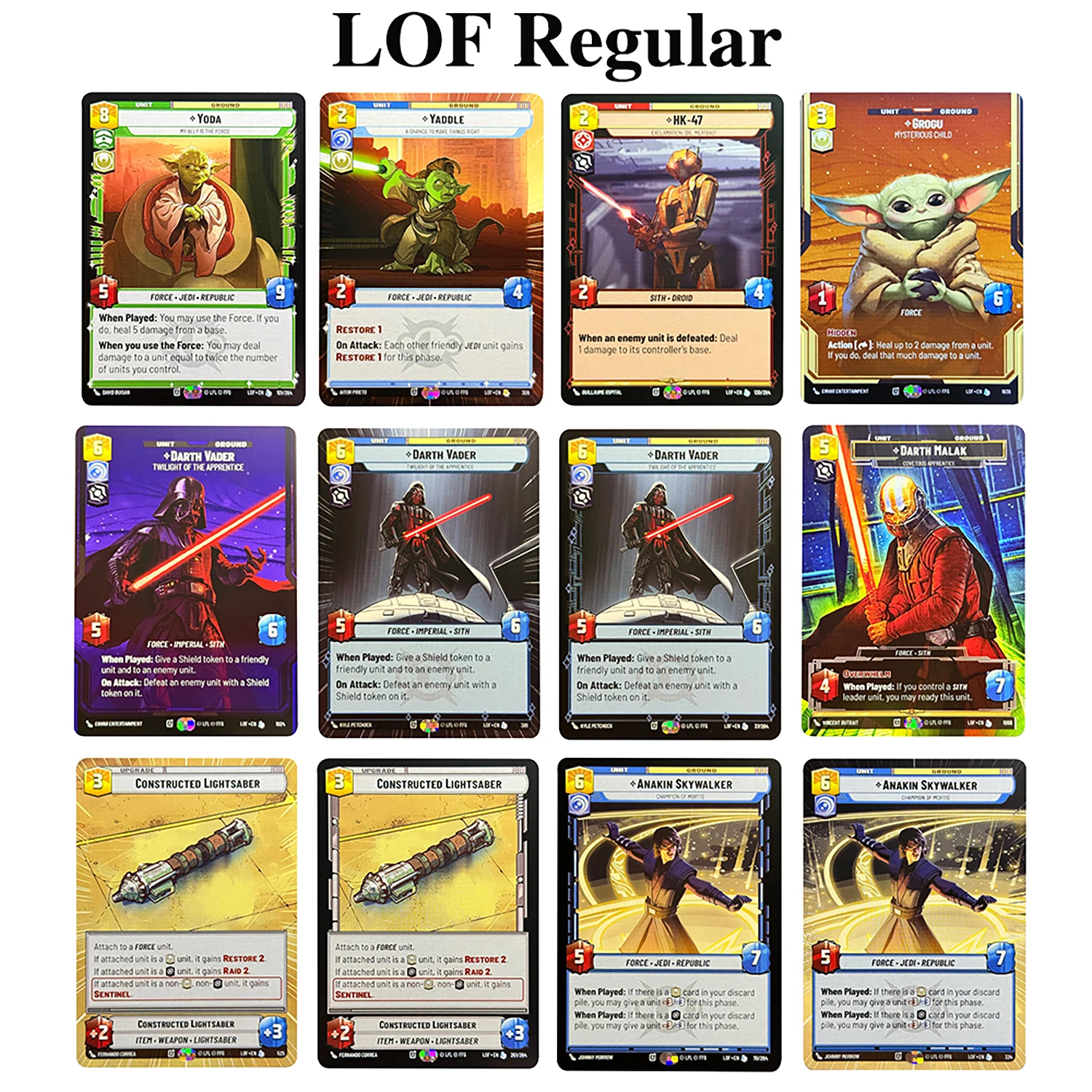SWUDB Proxy Cards Legends of the Force Constructed Lightsaber Grogu Mace Windu Shin Hati Yaddle Yoda Darth Vader Anakin Skywalke