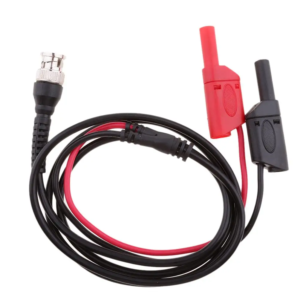 BNC to Dual 4mm Banana Plug Test Leads Probe Cable 50 Ohm Injection Molded Connector for Video Surveillance