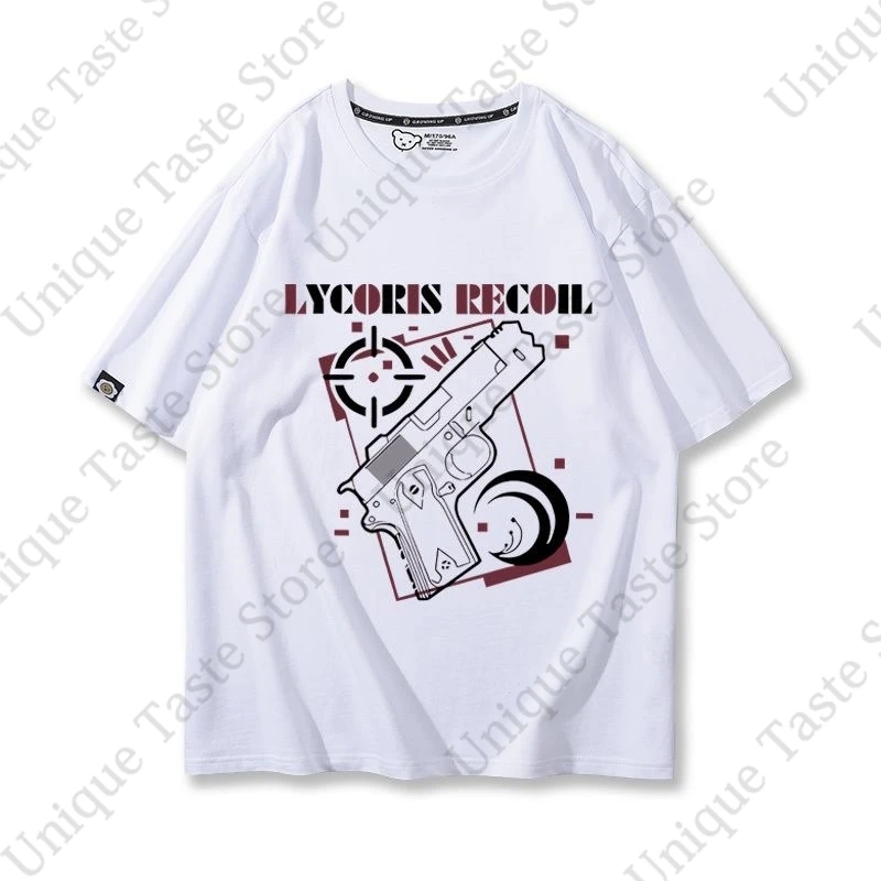 ‌Anime Lycoris Recoil T Shirt Detonics CombatMaster Smith & Wesson M&P9 print T-shirt Women Men Cotton Short Sleeve Tee Tops