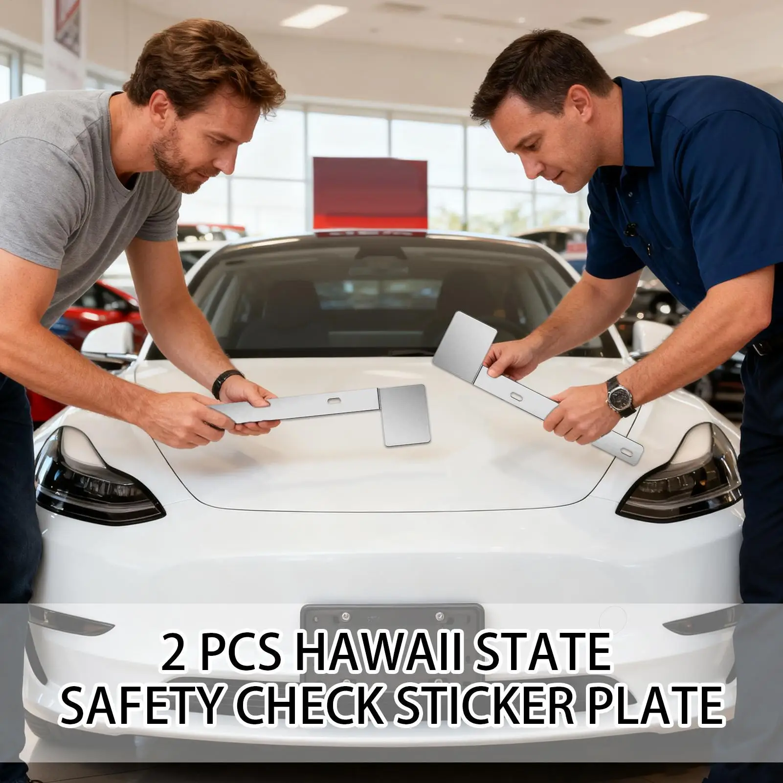 

License Plate Safety Check Bracket 2 Pieces Stainless Steel Car Exterior Accessories Hawaii State Safety Check License Plate