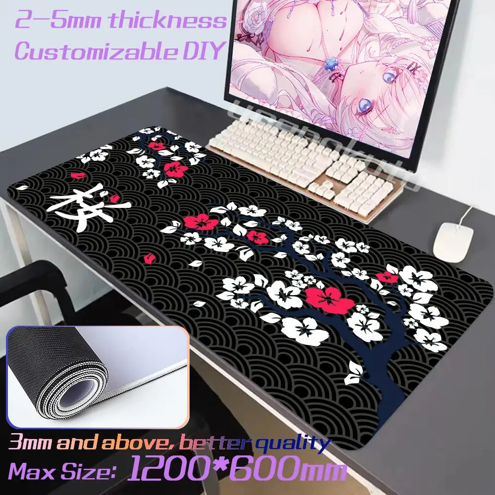 Japanese Sakura Rubber Anti-slip Mouse Pad Gaming Computer Gaming XXL 1200x600mm Gaming Accessories Keyboard Pad Tapis De Souris