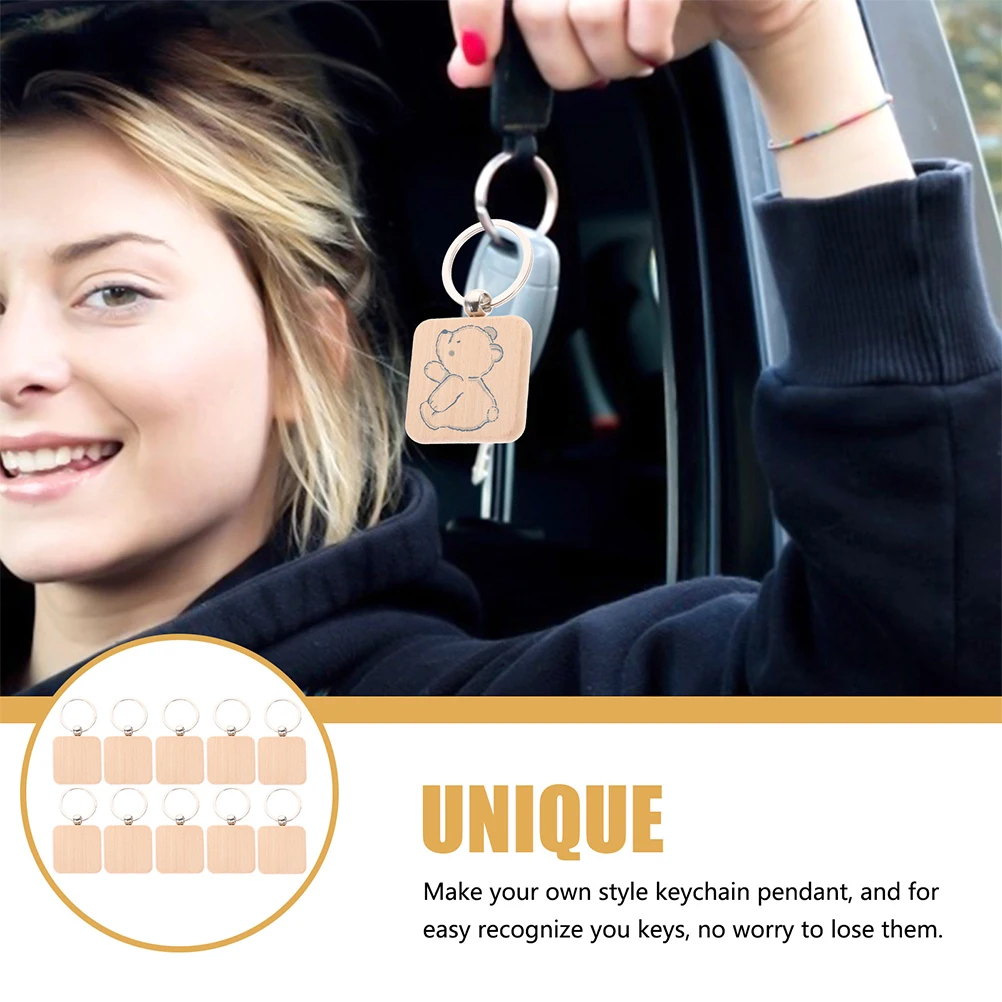 

12pcs Wooden Keychain Blanks Unfinished Diy Craft Supplies For Key Rings Tags Ornaments Engraving Projects Bulk Wood Crafts