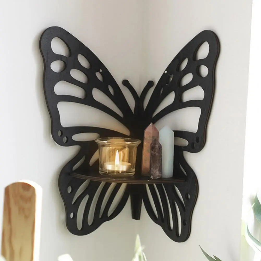 Easy Assembly Shelf Wall-mounted Corner Shelf Elegant Butterfly Storage Rack Display Shelf for Wall Corner Strong Load-bearing