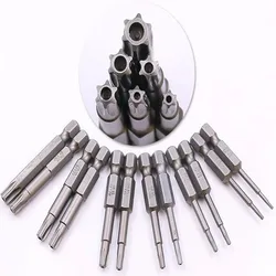 Torx Magnetic Screwdriver Bit Set 1/4 Inch Hex Shank S2 Alloy 6 Point Electric Screw Driver Bits T8-T40 With Hole 50-200mm