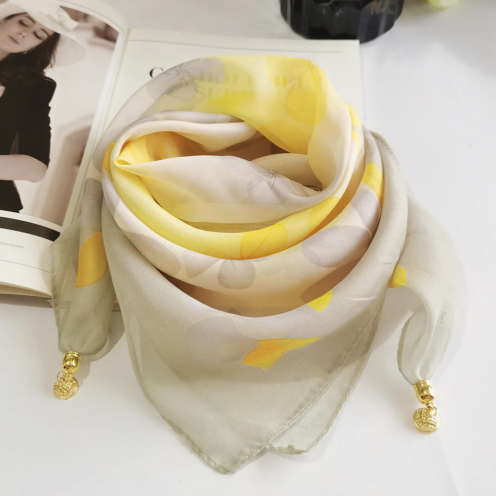 Neue Mode Magnetische Schnalle Schal Dünnen Schal Dekorative Chiffon Quadrat Sonnencreme Hals Abdeckung frauen Schals Party Geschenk – Detail 3