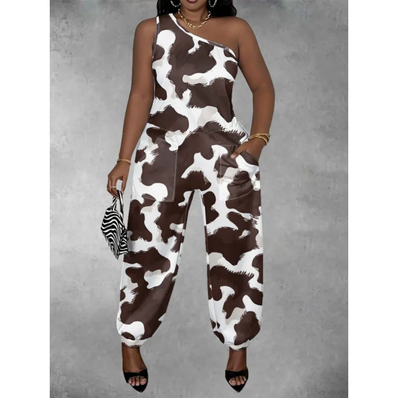 

Новый летний обтягивающий сексуальный комбинезон с коровьим принтом в европейском и американском стиле для женщин