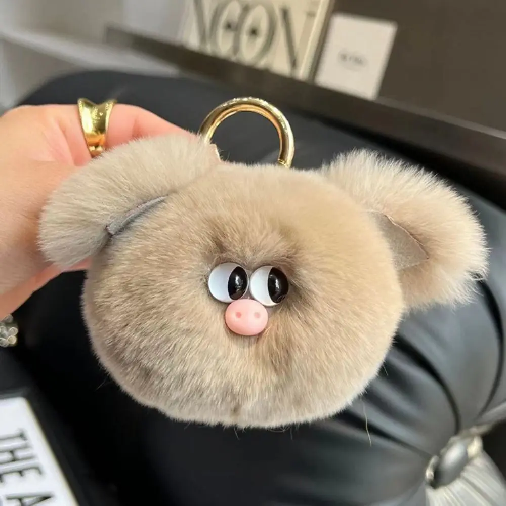 Creative Rabbit Hair Plush Ball Keyring Otter Rabbit Cartoon Animal Plush Rabbit Hair Keychain Trinket Ins Children