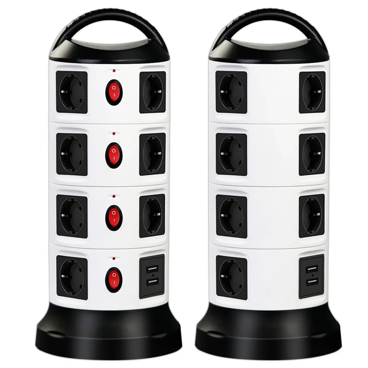 Vertical Power Strip Multiple Tower Socket Surge Protector EU Plug Outlets with USB Switchable 1.8m Extension Cable Home Office