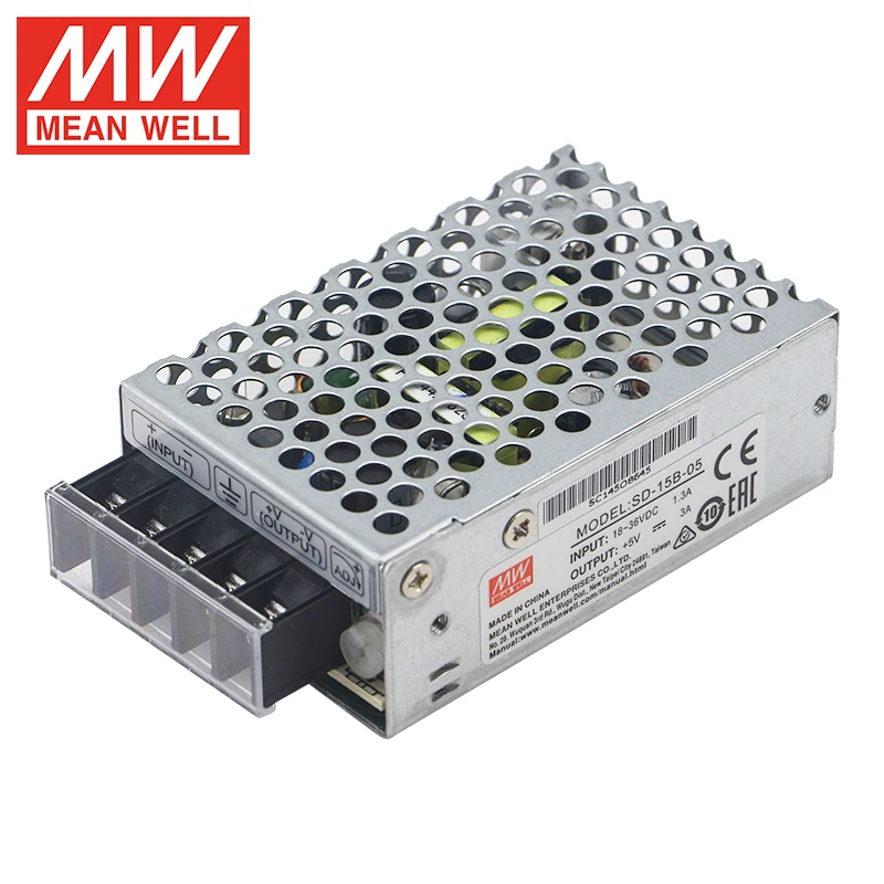 MEAN WELL SD-15B-05 15W 5V 3A Single Output DC to DC Power Converter Enclosed Type Industrial Converter 18~36VDC Low RippleNoise