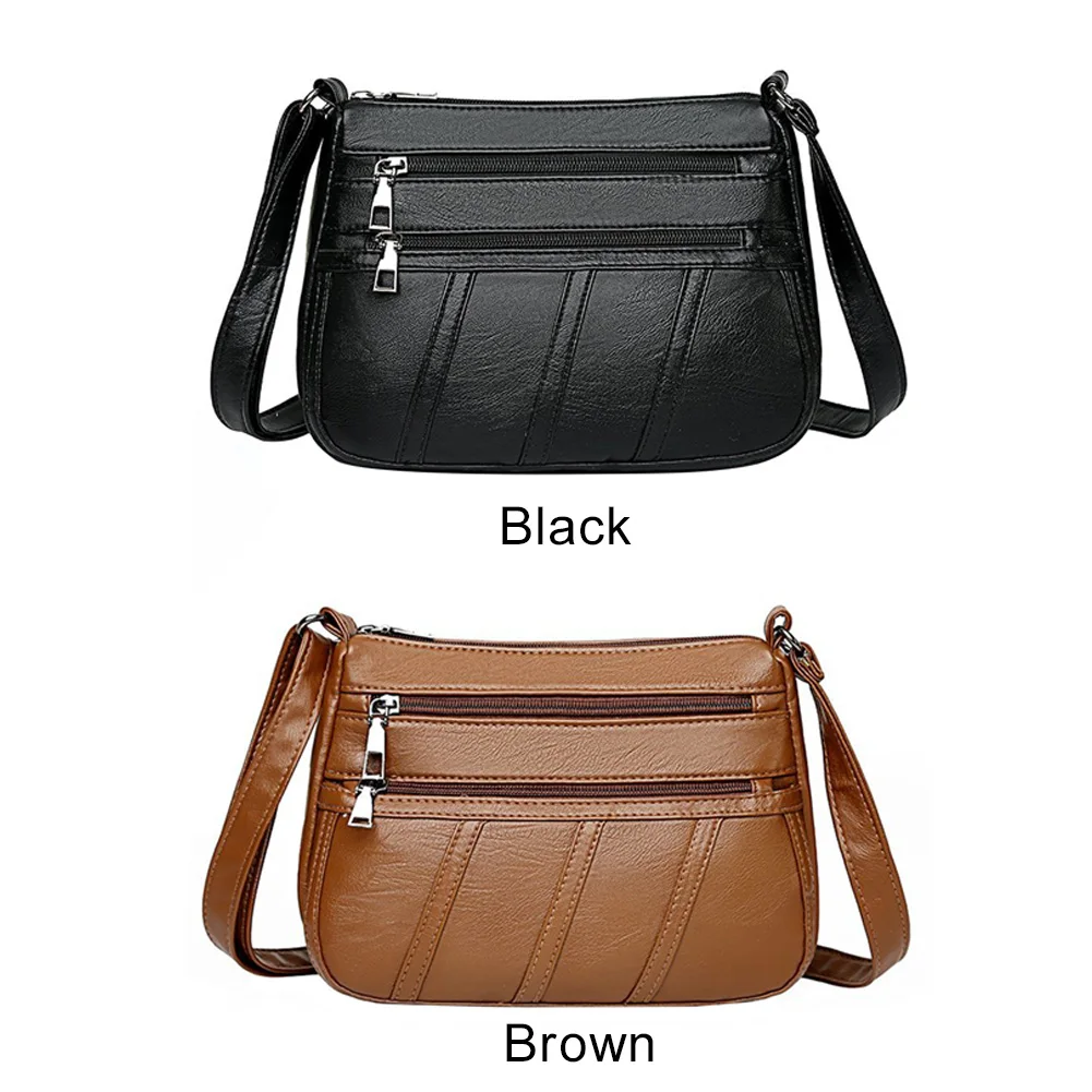 

Fashion Women Shoulder Bag PU Leather Solid Messenger Multi-pocket Purse Handbag