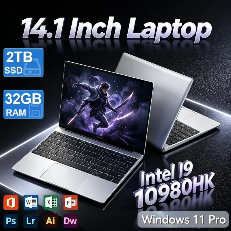 2026 New Model 14.1 Inch Laptop Intel Core I9 10980HK 32GB RAM 2TB SSD Win11 System Home‑Oriented Notebook For Daily Life Use