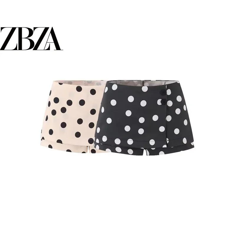 Fashionable Retro Polka Dot Women's Skirt Pants ZR Style All-Match Short Waist Slimming Polyester Fiber Summer Season
