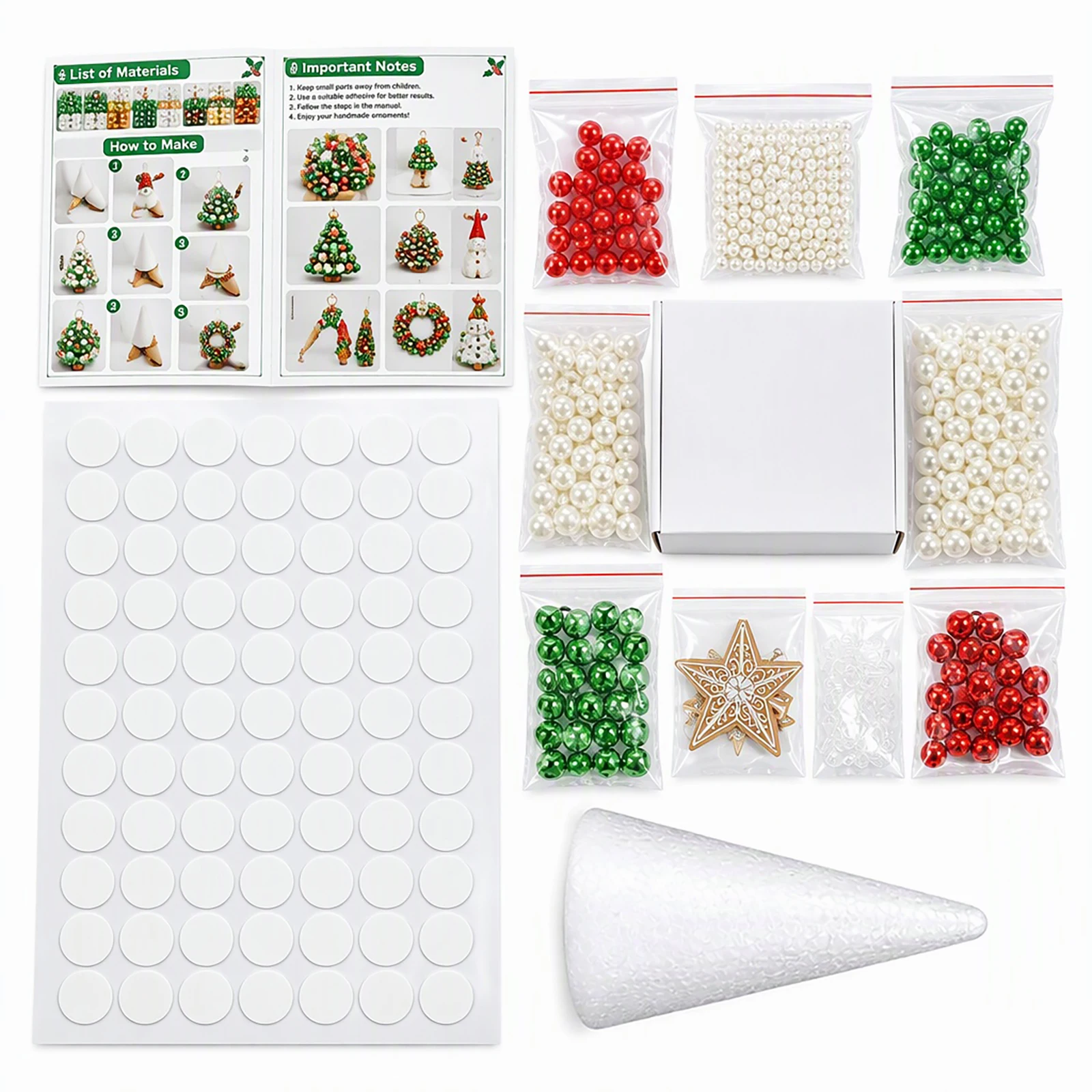DIY Beaded Christmas Tree Kit 3D Pearl Beaded Tree Craft Kit for Adults Handmade Christmas Tree Making Kit Tabletop Ornaments
