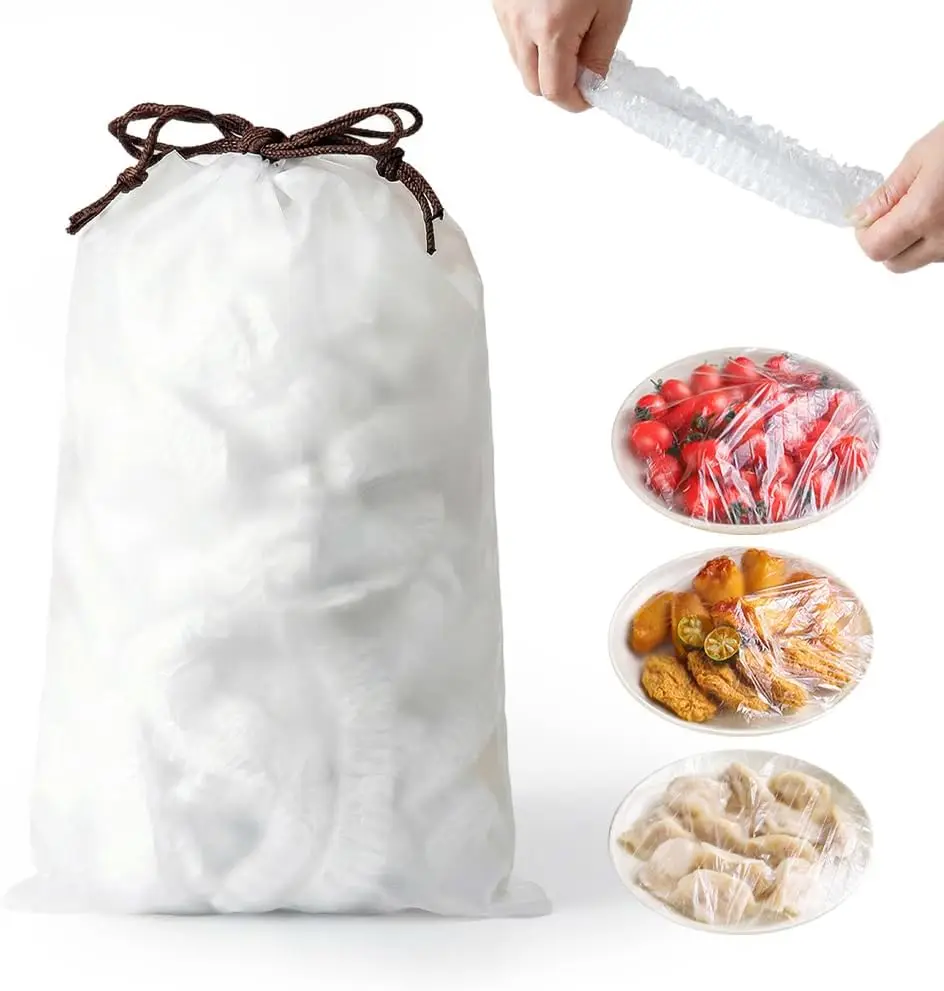 100pcs Disposable Stretch Food Covers for Bowls and Plates