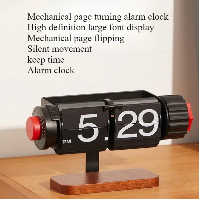 

Solid Wood Creative Automatic Page Turning Clock Desktop Simple Mechanical Page Turning Personalized Alarm Clock Base Clock