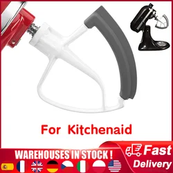 KitchenAid-Tête inclinable avec bords flexibles en silicone, batteur plat, grattoir à bol, support de centre commercial, 4.5 à 5 pintes