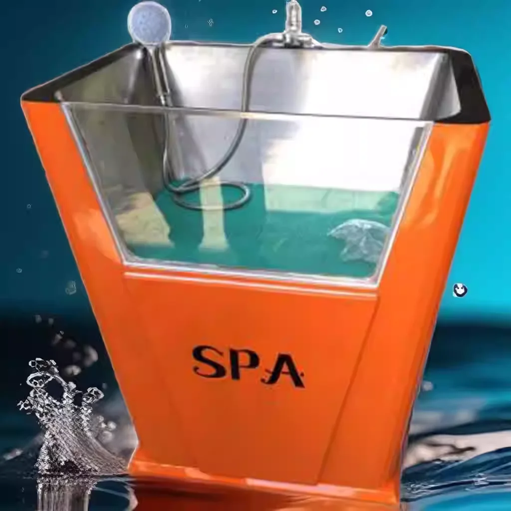 ！@Vertical 304 Stainless Steel Pet Spa Bathtub with Integrated Spa Bubble System, Ozone, Colourful Lights, Wall-Mounted Design