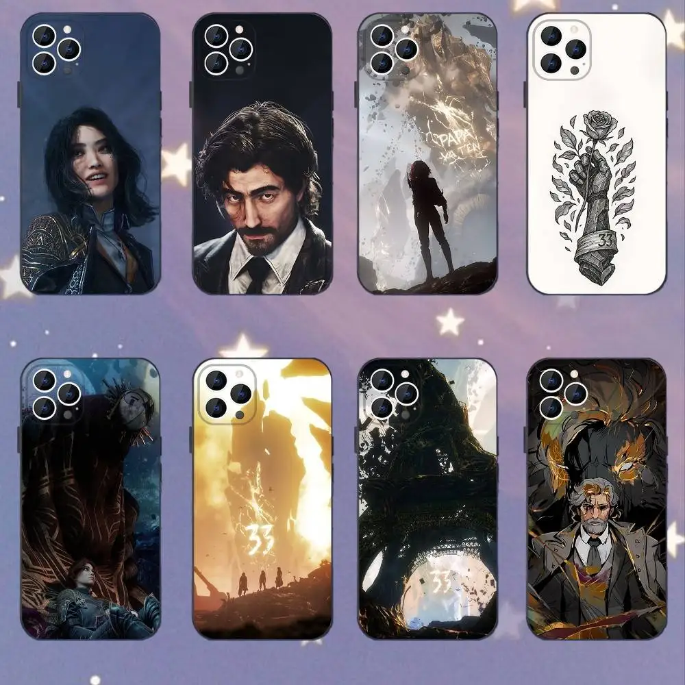 

C-Clair Obscur Expedition 33 Phone Case For iPhone 16e,16,15,14,13,12,11,Pro,X,XS,Max,XR,Plus,Mini Soft Black Cover