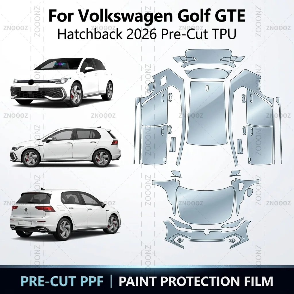For Volkswagen Golf GTE Hatchback 2026 Pre-Cut TPU PPF Film Self Healing Scratch Full Vehicle Glossy Clear Matte Black