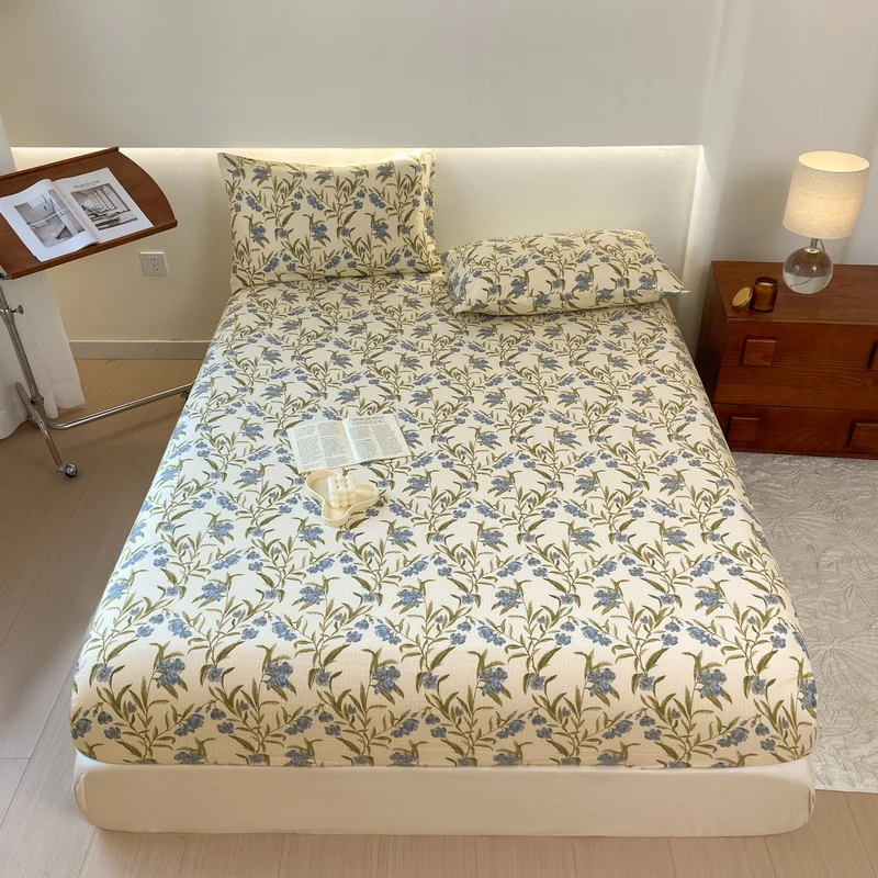 1PC Flower Printing Bed Sheet For Double Bed Adjustable  Elastic Band Wrap Around Mattress Cover Queen/king 매트리스커버 No Pillowcase