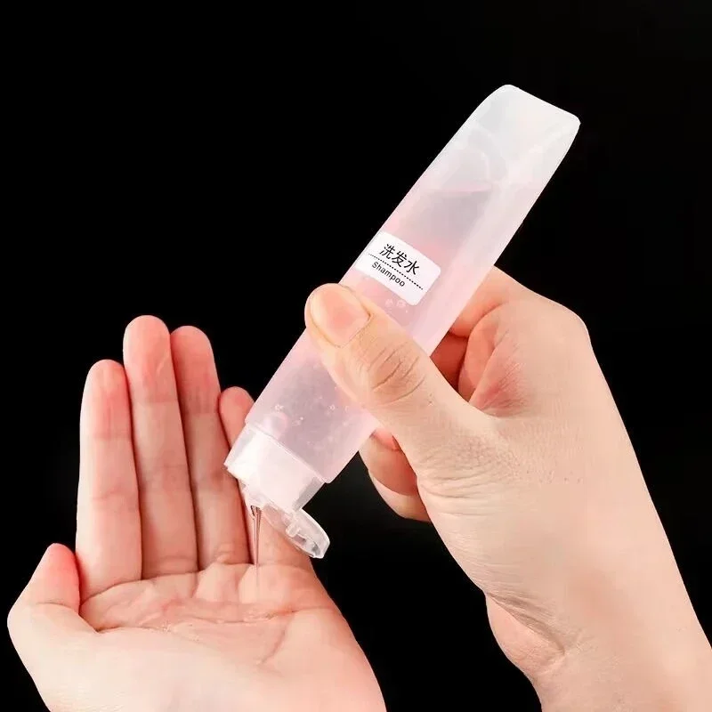 10pcs 30/50ml Empty Refillable Plastic Soft Travel Squeeze Tube Bottles Translucent Cosmetic Containers with Flip Cover