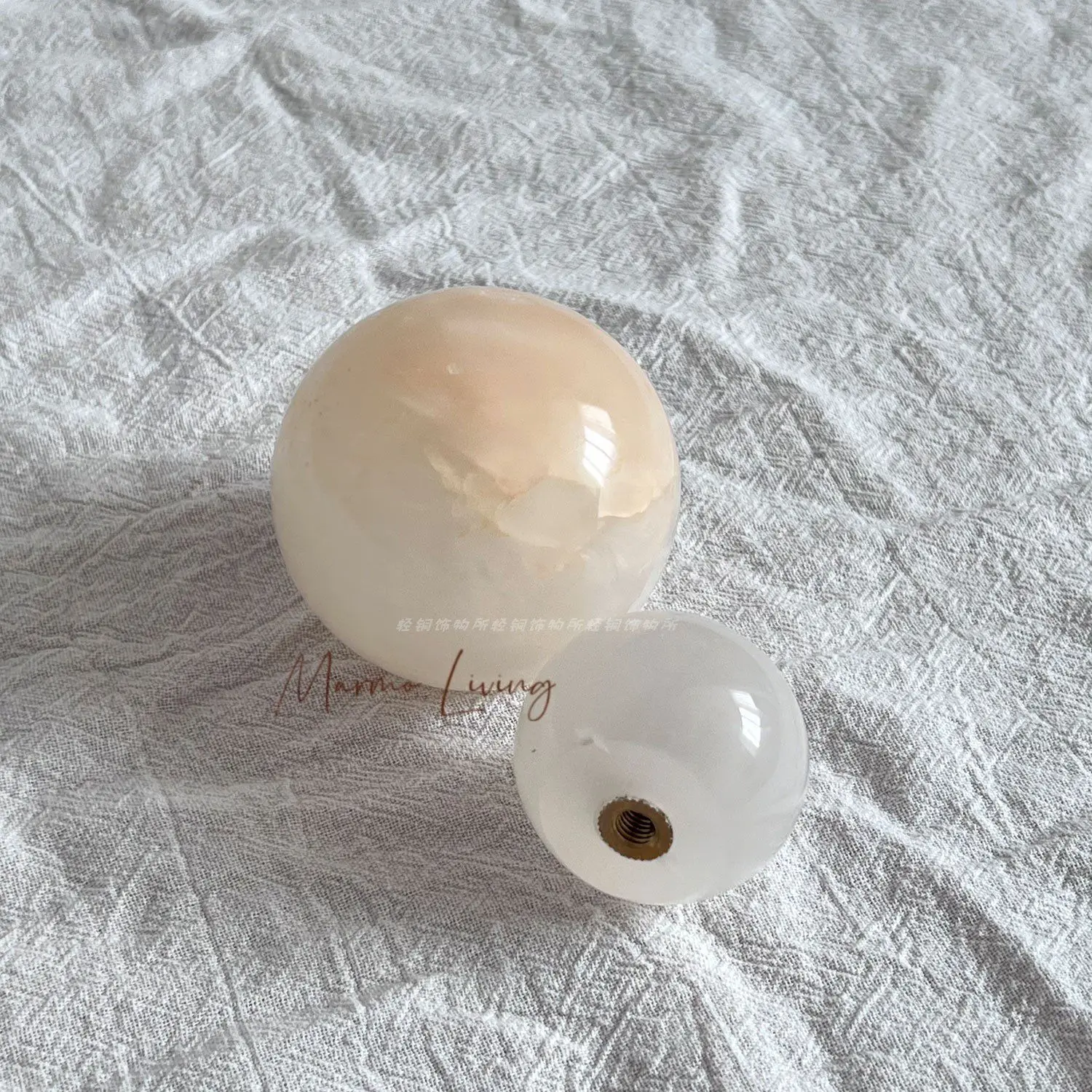 High End Calacatta Red Onyx Stone Ball Knob Italian Luxury Marble Drawer Handles for Wardrobe Hotel Creative Decorative Pulls