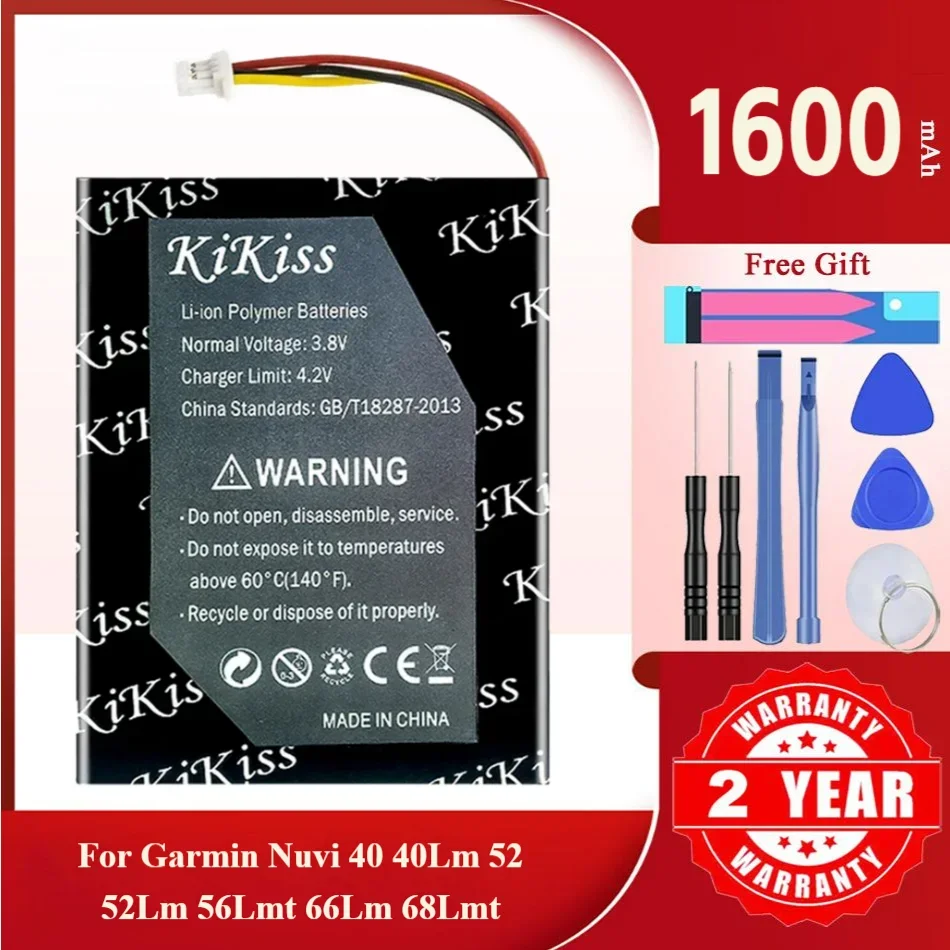 KiKiss Battery For Garmin Nuvi 40 40LM 52 52LM 56LMT 66LM 68LMT batteria,361-00056-05 361-00056-11,1600mAh