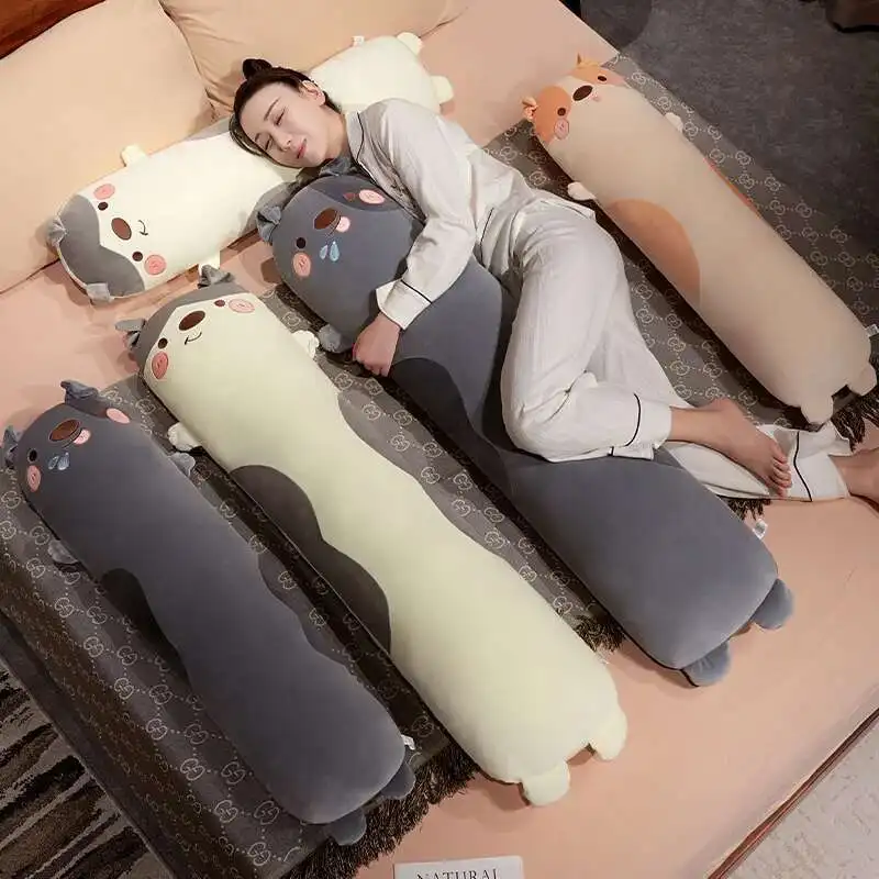 75/100/130 سنتيمتر ضخمة لينة الجسم شريط طويل الكلب وسائد فخمة محشوة الحيوان ديكور المنزل وسادة أريكة الأطفال عطلة دمى هدايا