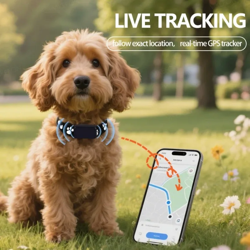 ミニトラッキングペット用Bluetooth GPSトラッカー、犬の動きアラート首輪、猫と子犬用の紛失防止トラッカー、リモートグローバルロケーター