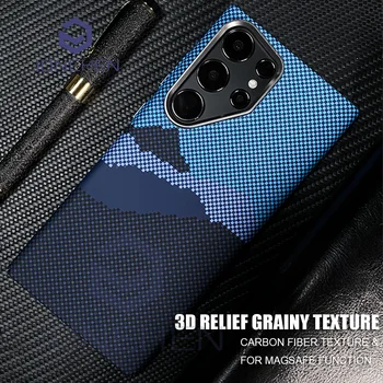 Funda con estampado de nubes Mganetic para Samsung Galaxy S25 S24 Ultra S23 Plus, cubierta dura de PC de carbono mate de lujo para lente de Metal Magsafe