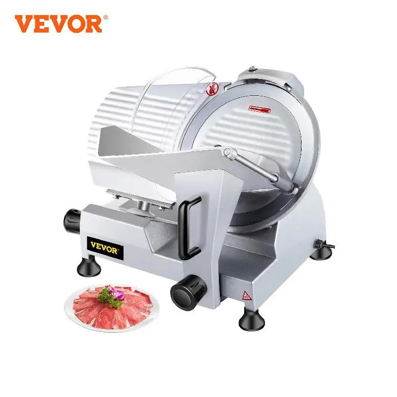 VEVOR Commercial Electric Meat Slicer Premium Carbon Steel Blade Adjustable Thickness, Deli Meat Cheese Food Slicer for Home use