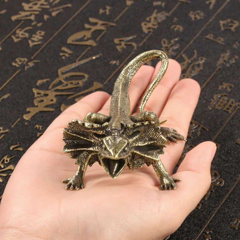 

Umbrella Lizard Animal Brass Ornament Desk Tea Car Pet Copper Craft Collectible