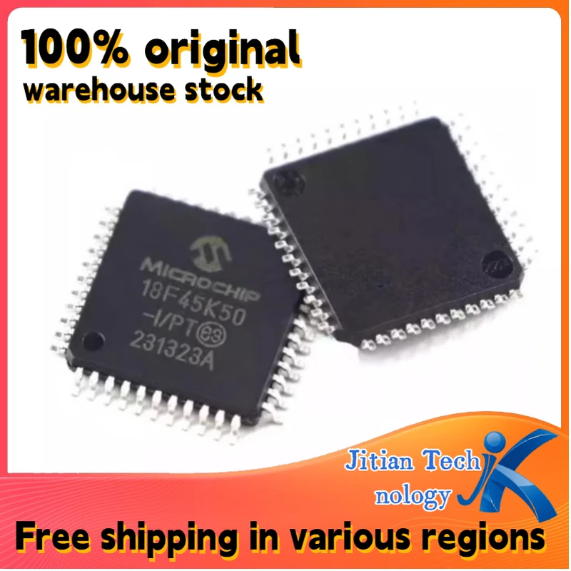 100% nuevo 1 Uds PIC18F45K50-I/PT logo 18F45K50 TQFP-44 circuito integrado microcontrolador de 8 bits de alto rendimiento
