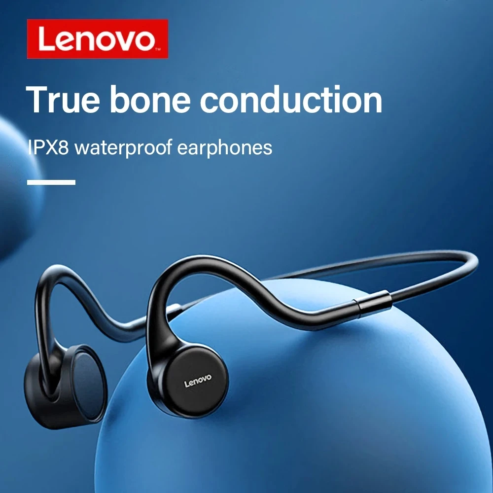 

Lenovo X5 Bone conduction Headphone Sport Running IPX8 Waterproof Bluetooth Headset Wireless Earphone 8GB Storage With Mic