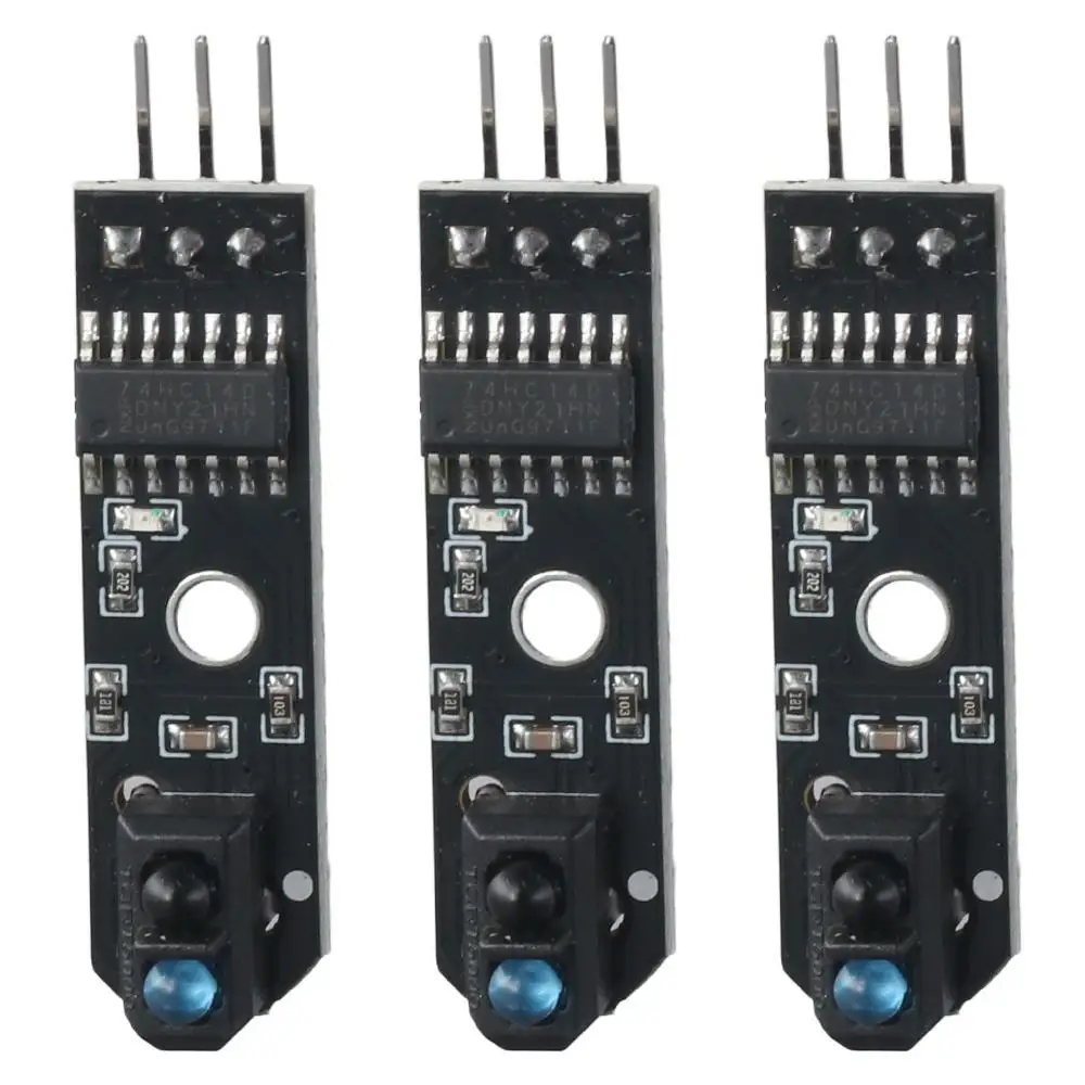 3Pcs Durable 5V 1-Channel Infrared Reflective Sensor Black 3.5x1cm Infrared Reflection Module 3Pin Tracking Module for Arduino