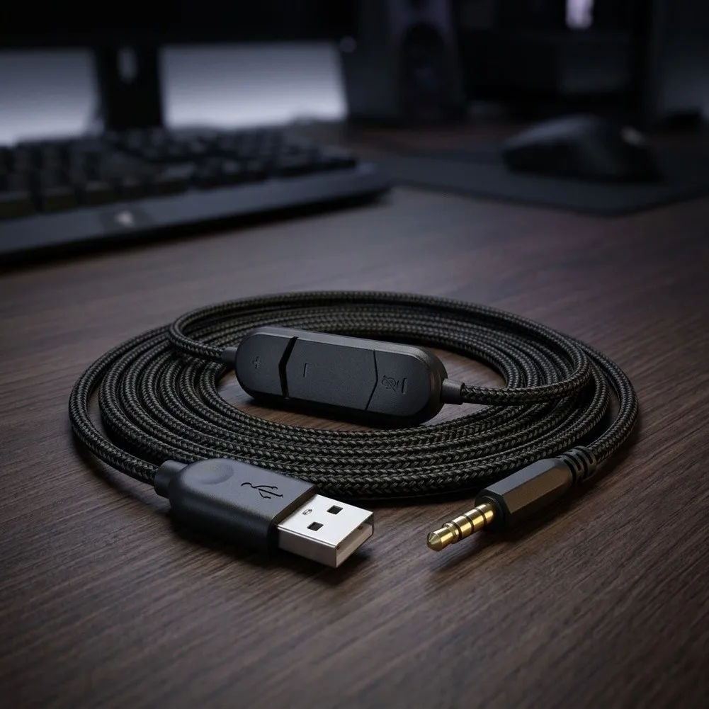 Replacement Gaming Headset Audio Cable For G233 For G433 For G For PRO X Builts In USB Sound Card Headphone Extension Cord
