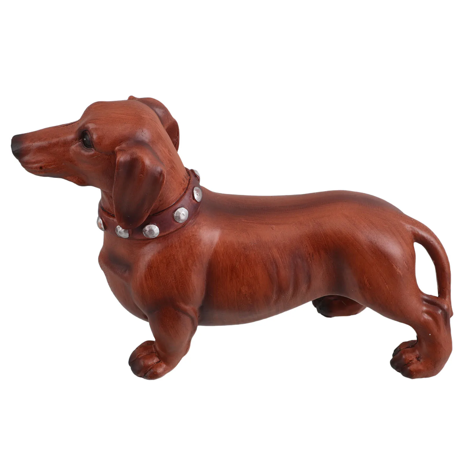 

Cute Miniature Dog Statue Natural Wood Texture Design Contemporary Animal Ornament for Living Room Desktop Decorative