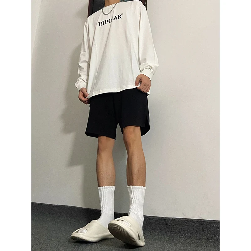 

Vintage Street Sle Loose Men's Spor Bla orts Youthful Energy mid Waist Cotton Polyester Blend Summer Casual Pants