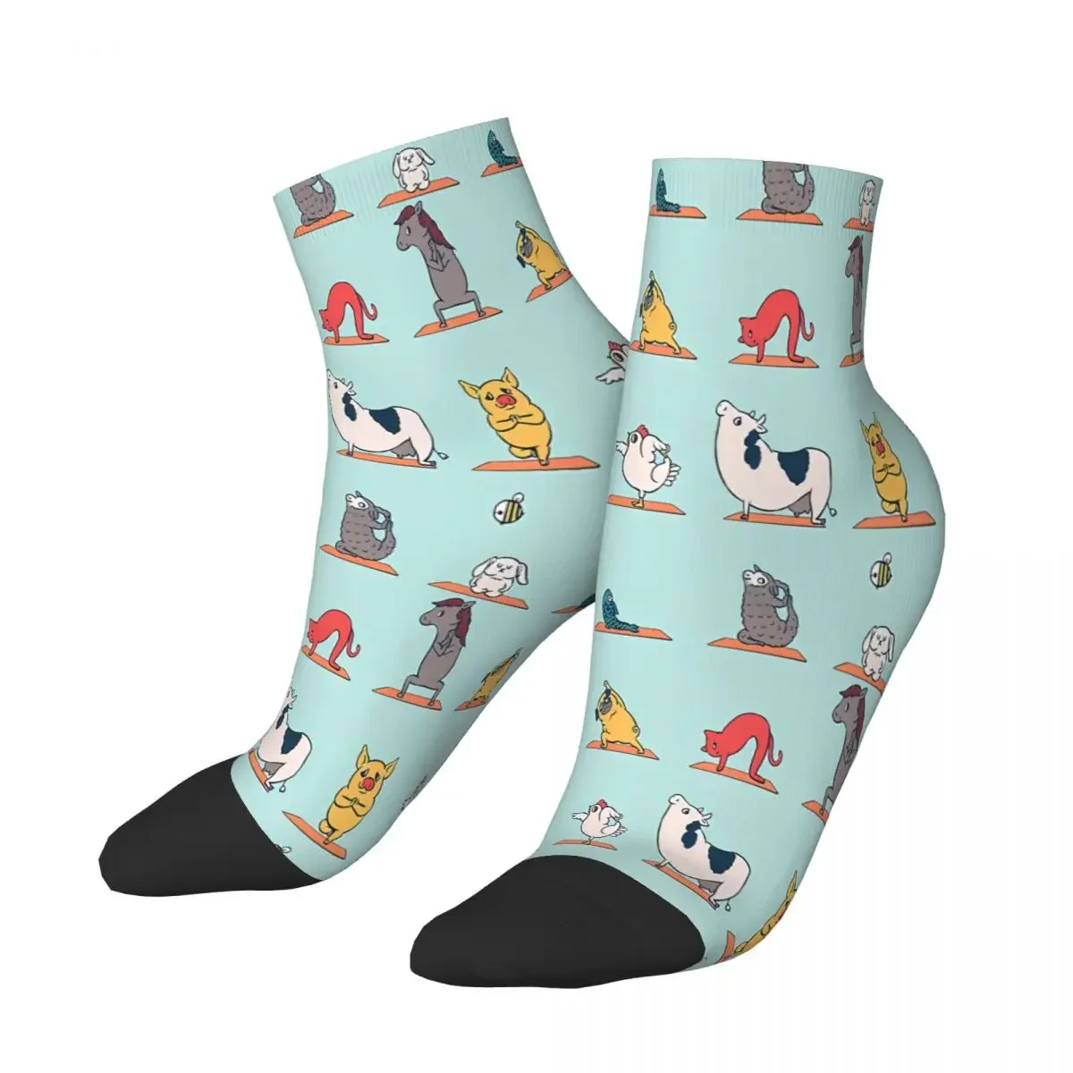 Vegan Yoga Animal Ankle Socks Male Mens Women Spring Stockings Polyester