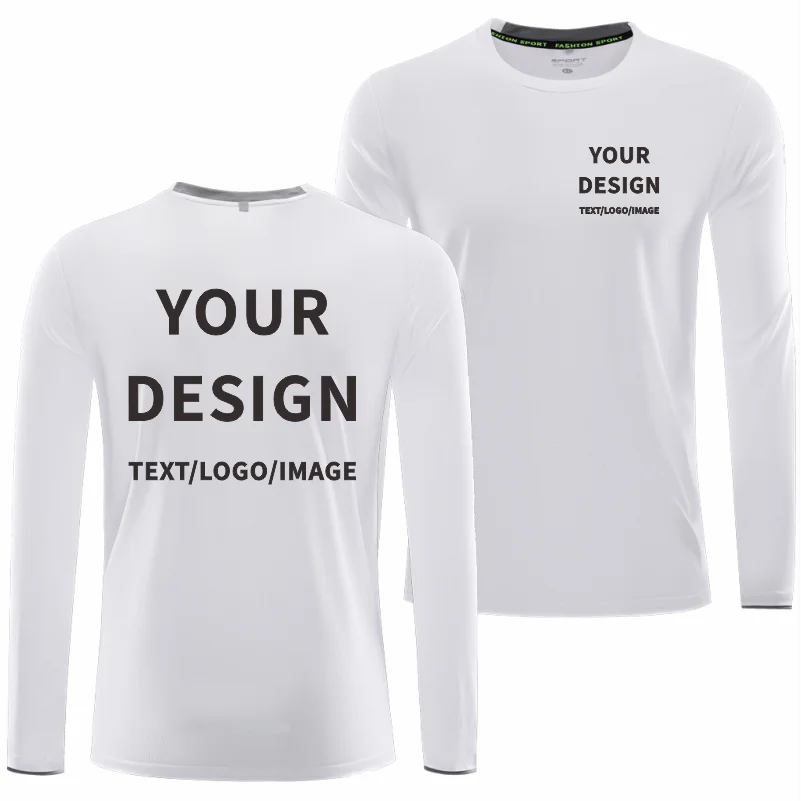 Quick Dry Long Sleeve T-shirt Custom Logo High Quality Round Neck Sports T-shirt Printing Design Company Team Shirt Embroidery