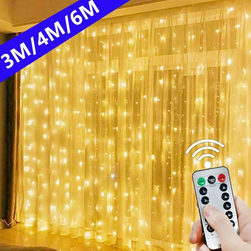 Garland Curtain for Room New Year\'s Wedding Christmas Lights Decorations Curtains For Home Festoon Led Light Decor Fairy Lights