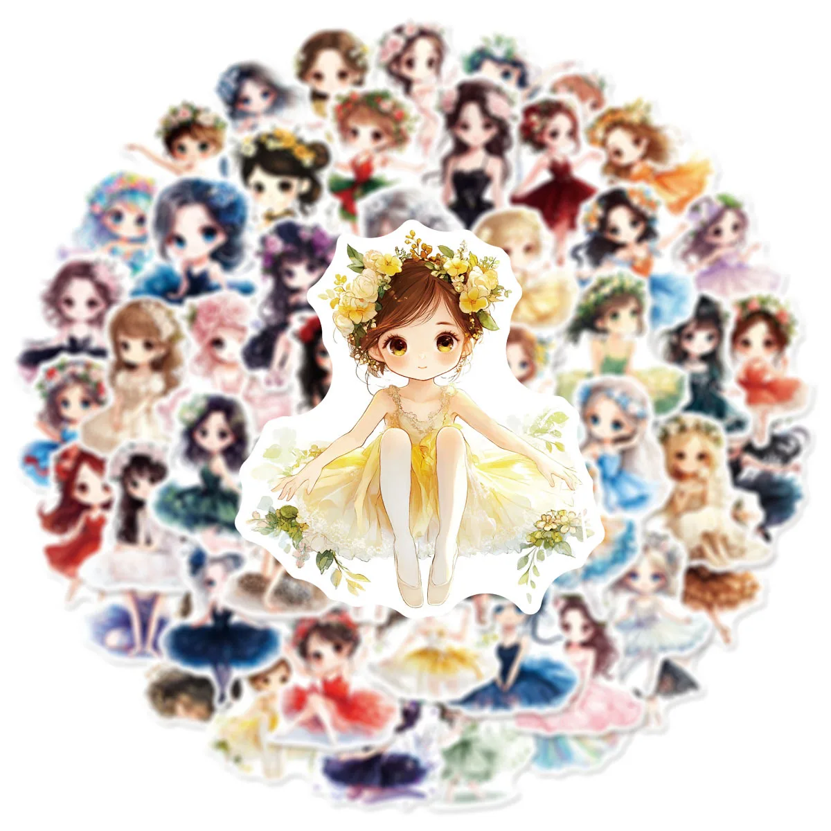 

10/30/50PCS Cartoon Ballet Princess Cute and Funny Dance Girl Stickers Personalized Creative Waterproof Graffiti Decals Kids Toy