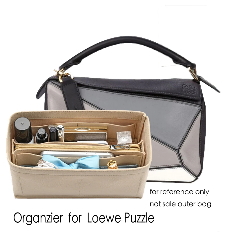 Hot For Loewe Puzzle Felt Cloth Insert Bag Organizer Makeup Handbag Organizer Travel Inner Portable Cosmetic Bags
