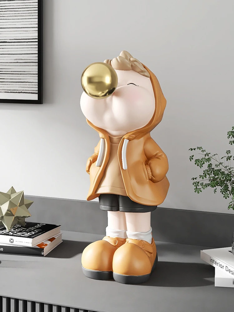 Cartoon Bubble Boy Desk Decoration Nordic Living Room TV Cabinet Decorative Figurines Children's Room Cute Decor Accessories