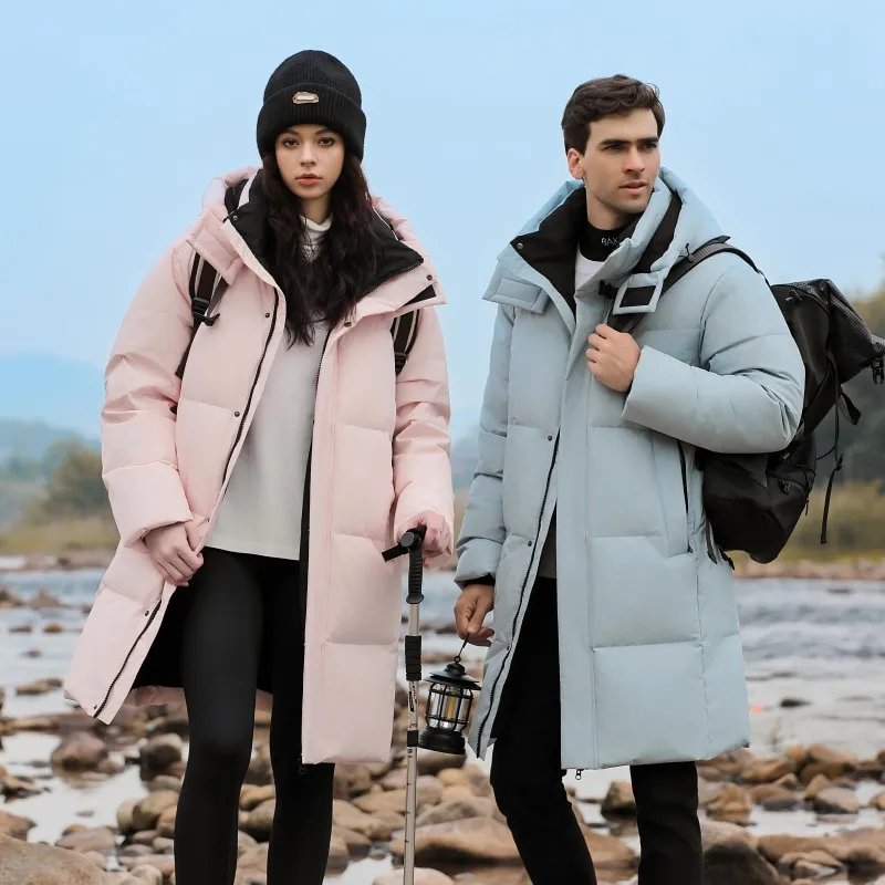 

Solid Hooded Down Coats Men Zipper Down Jacket Long Sleeve Parkas Outerwear Cardigan Loose Casual Spliced Pockets Winter